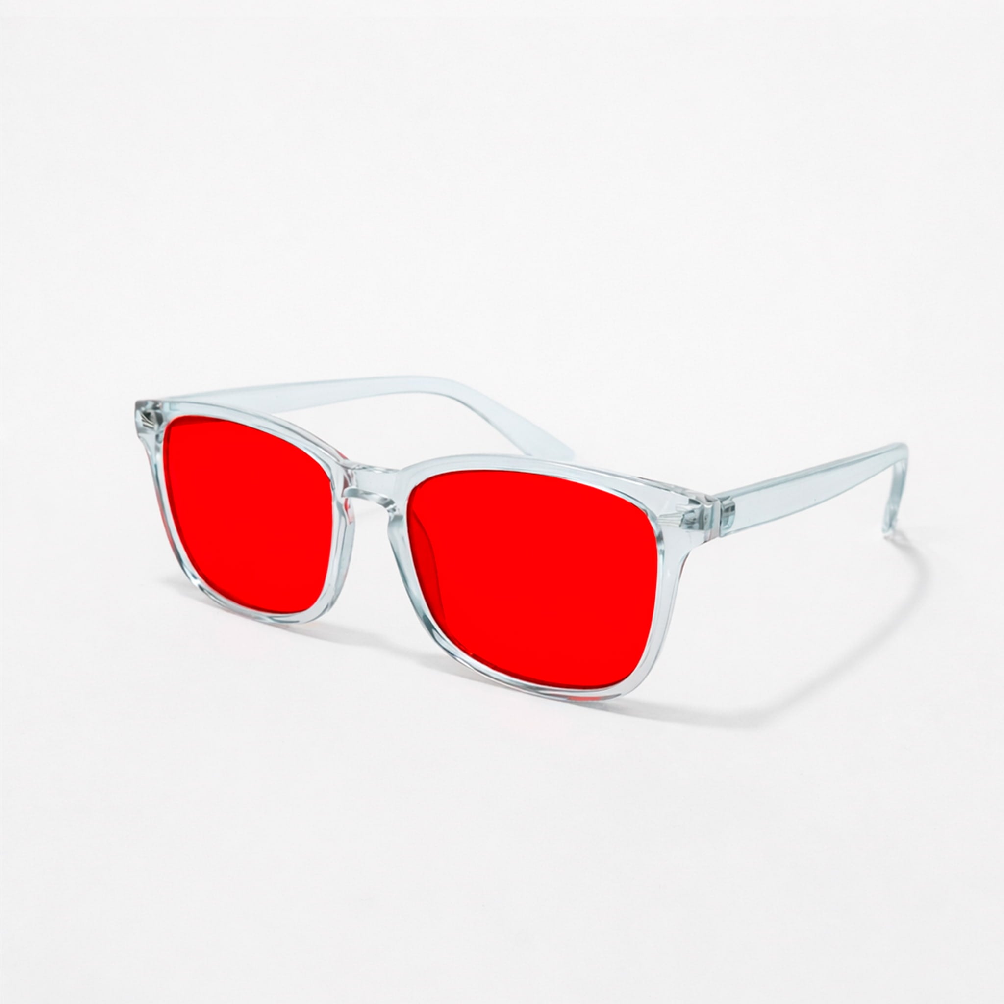 Gafas de luz azul sin graduar unisex con montura transparente y cristal rojo para uso prolongado frente a pantallas
